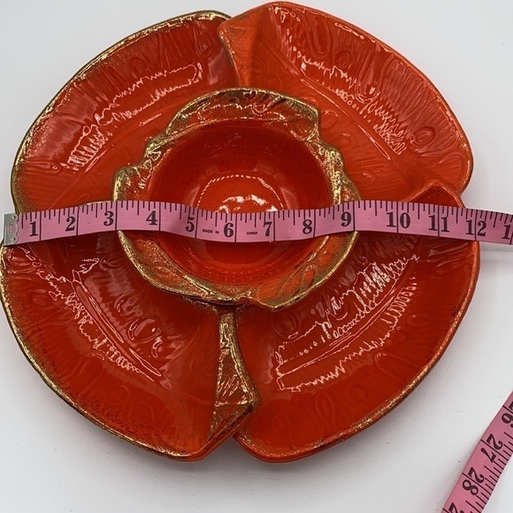 Vintage USA California Pottery Chip & Dip Set Fall Holiday Display Center Piece - Picture 9 of 9